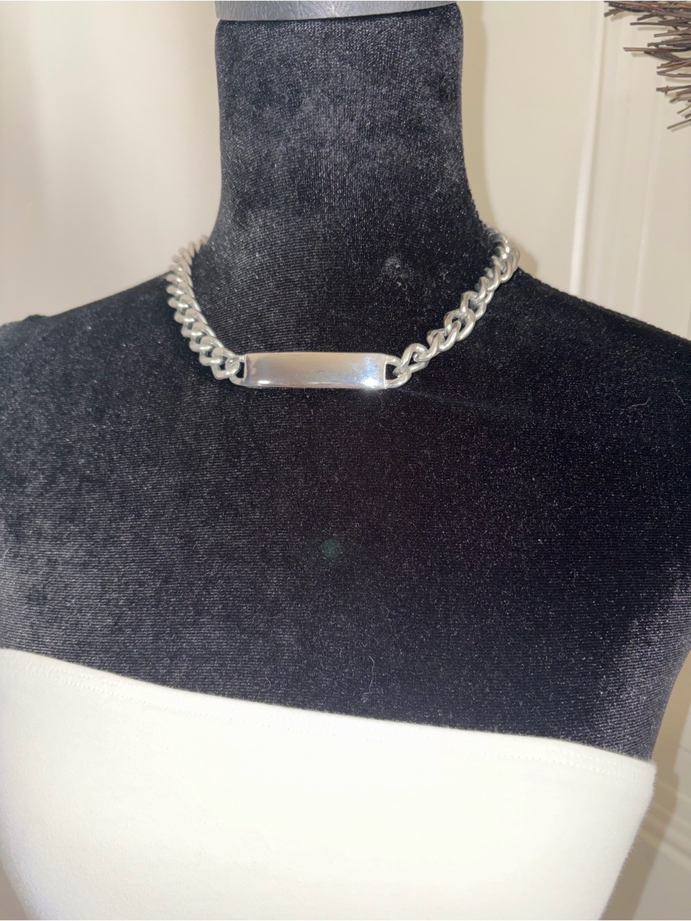 Silver ID Plate Chunky Chain Necklace - Brand Unlisted